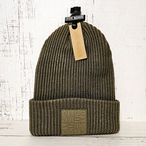 NWT Steve Madden Classic Olive Green Ribbed Knit Cuff Beanie